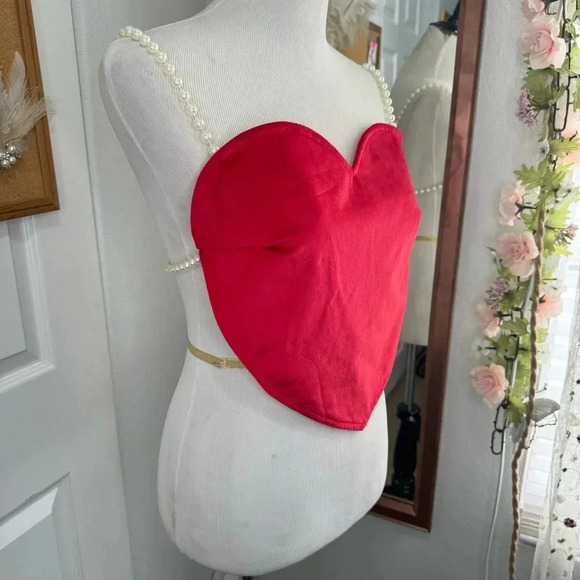 Elizabeth Tailor Tops - Velvet Heart Top with Pearl Straps